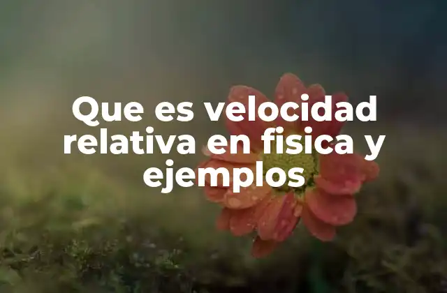 Que es Velocidad Relativa en Fisica y Ejemplos