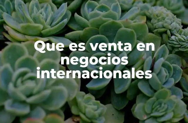 Que es Venta en Negocios Internacionales