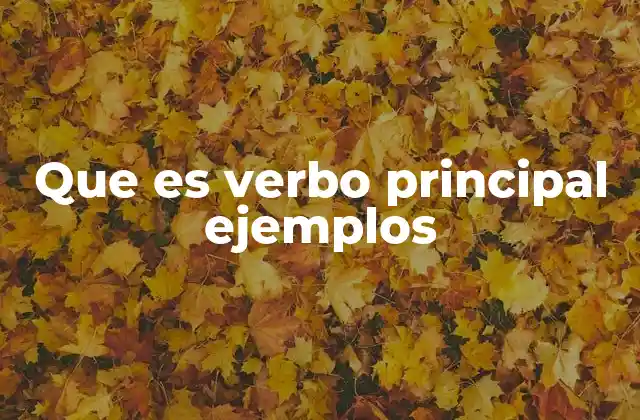 Que es Verbo Principal Ejemplos