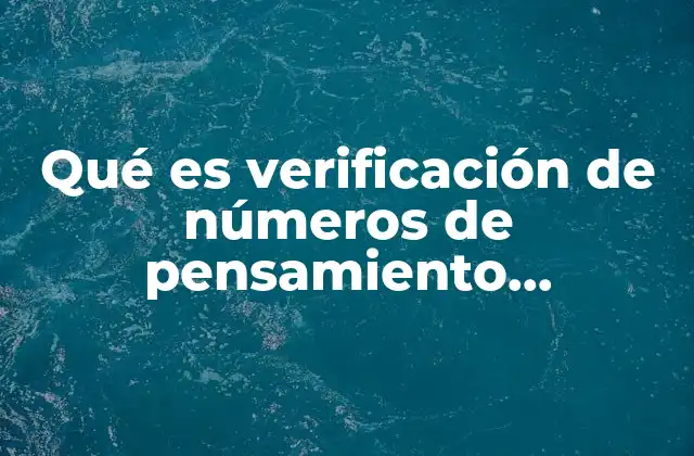 Qué es Verificación de Números de Pensamiento Algebraico