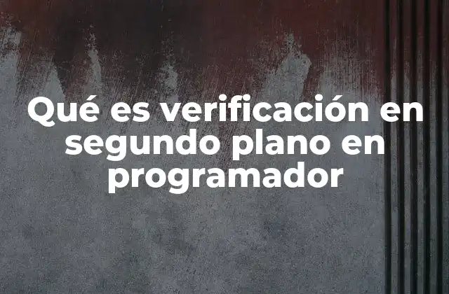 Qué es Verificación en Segundo Plano en Programador