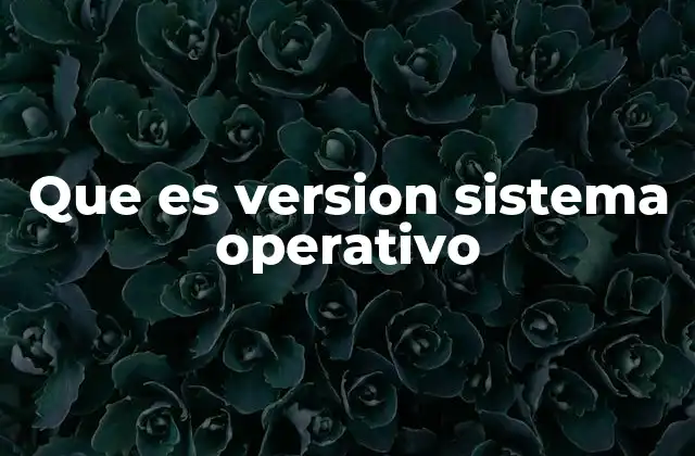 Que es Version Sistema Operativo