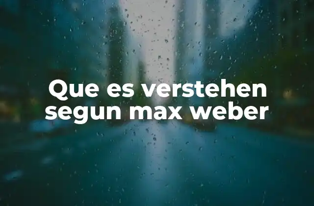 Que es Verstehen Segun Max Weber