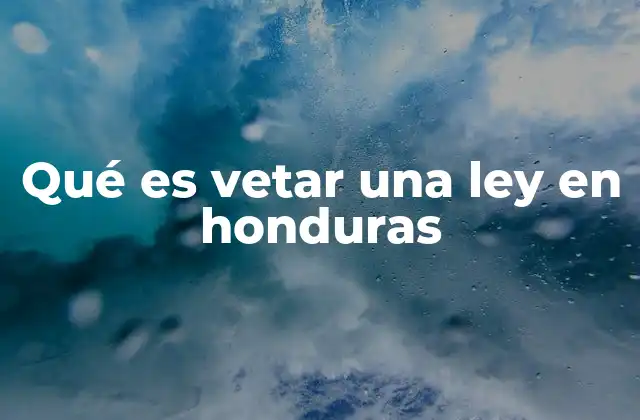Qué es Vetar una Ley en Honduras
