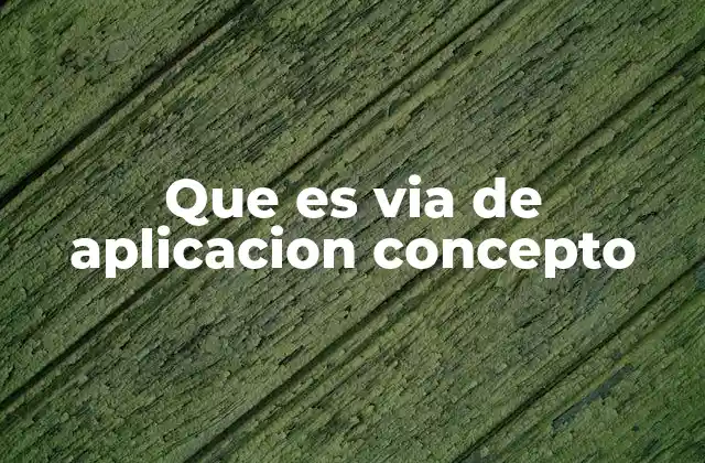 Que es Via de Aplicacion Concepto