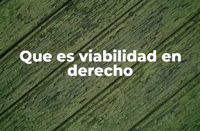 Que es Viabilidad en Derecho
