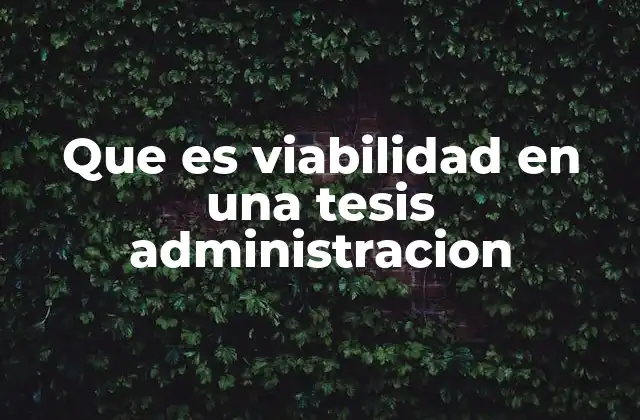 Que es Viabilidad en una Tesis Administracion