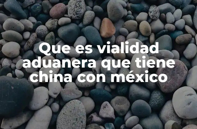 Que es Vialidad Aduanera que Tiene China con México