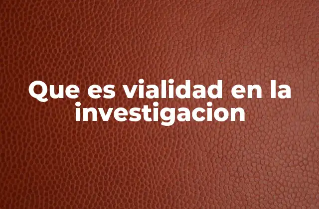 Que es Vialidad en la Investigacion