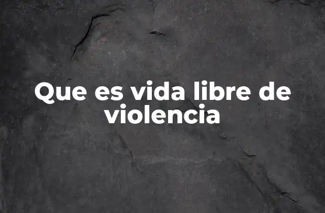 Que es Vida Libre de Violencia