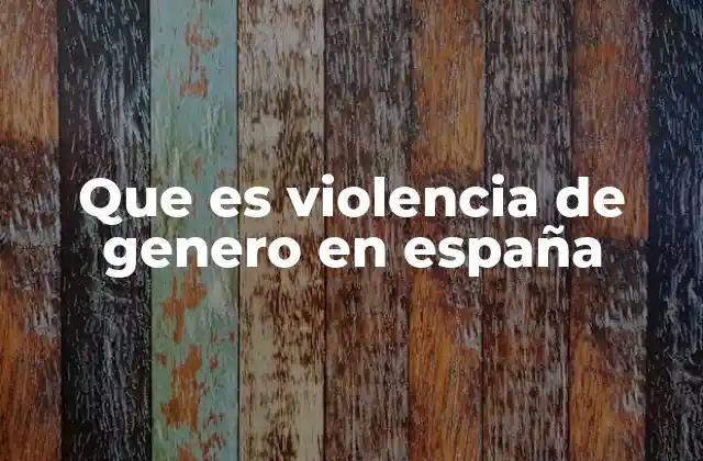 Que es Violencia de Genero en España
