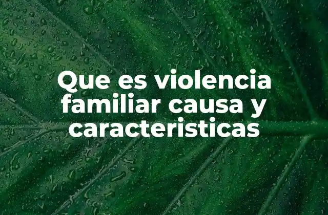 Que es Violencia Familiar Causa y Caracteristicas