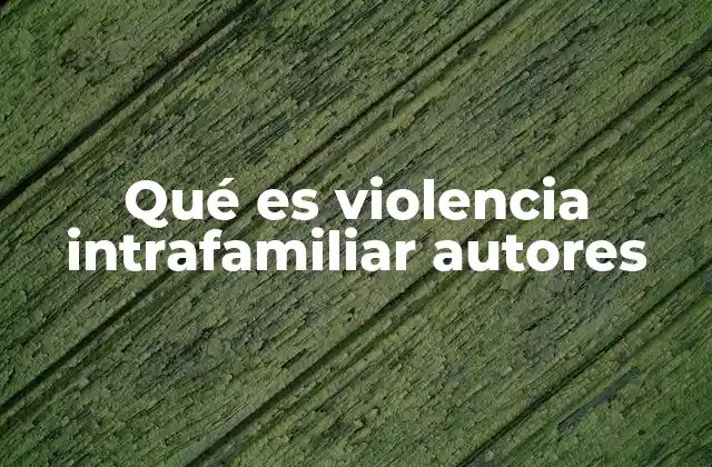 Qué es Violencia Intrafamiliar Autores