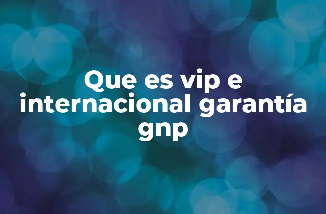 Que es Vip e Internacional Garantía Gnp