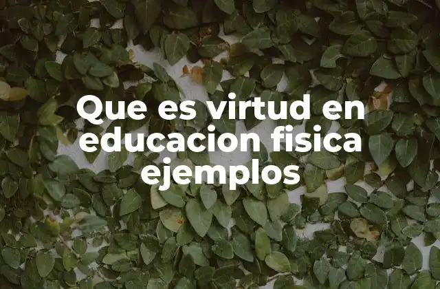 Que es Virtud en Educacion Fisica Ejemplos