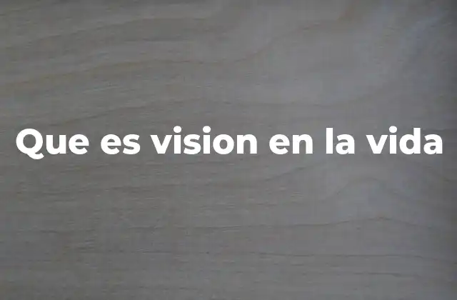 Que es Vision en la Vida