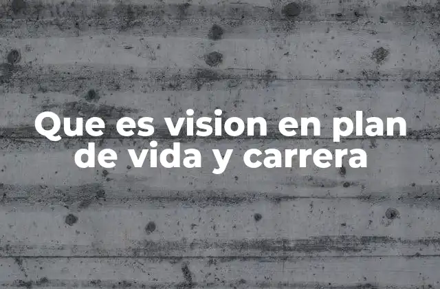Que es Vision en Plan de Vida y Carrera