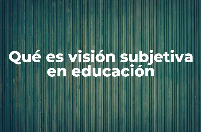 Qué es Visión Subjetiva en Educación