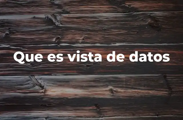 Que es Vista de Datos