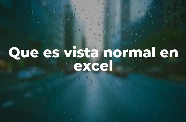 Que es Vista Normal en Excel