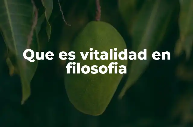 Que es Vitalidad en Filosofia