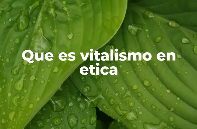 Que es Vitalismo en Etica