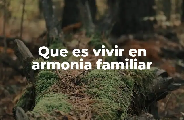 Que es Vivir en Armonia Familiar
