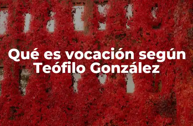 Qué es Vocación según Teófilo González