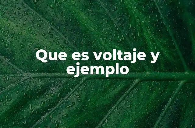 Que es Voltaje y Ejemplo