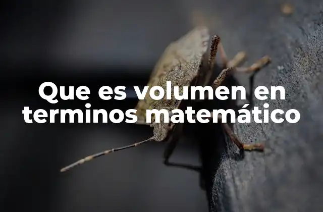 Que es Volumen en Terminos Matemático