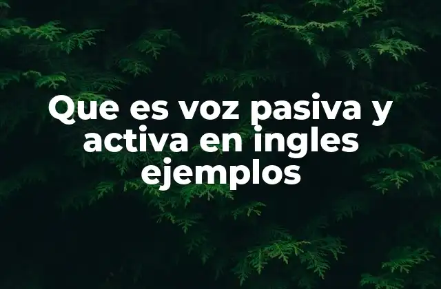 Que es Voz Pasiva y Activa en Ingles Ejemplos