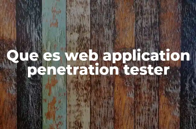 Que es Web Application Penetration Tester