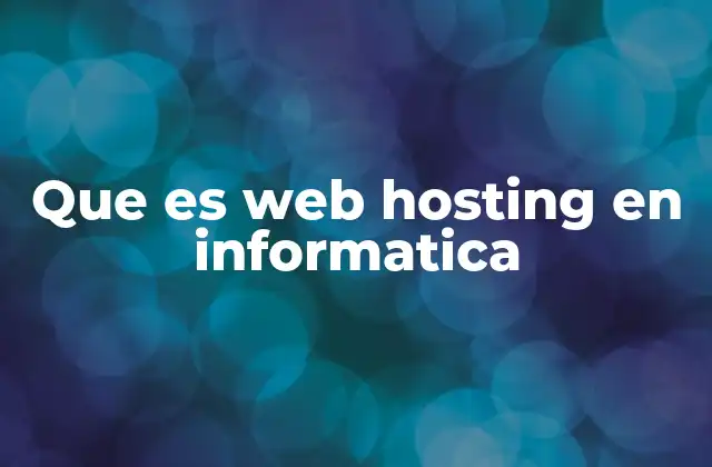 Que es Web Hosting en Informatica