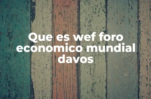Que es Wef Foro Economico Mundial Davos