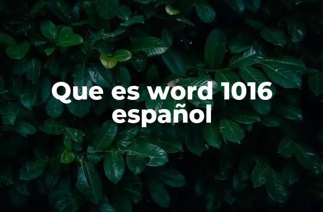 Que es Word 1016 Español