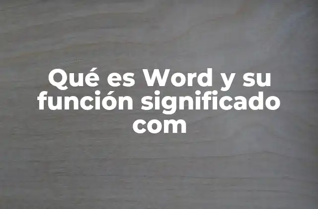 Qué es Word y Su Función Significado Com