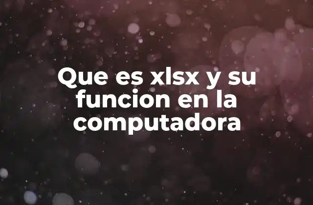 Que es Xlsx y Su Funcion en la Computadora