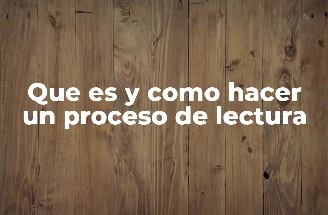 Que es y como Hacer un Proceso de Lectura