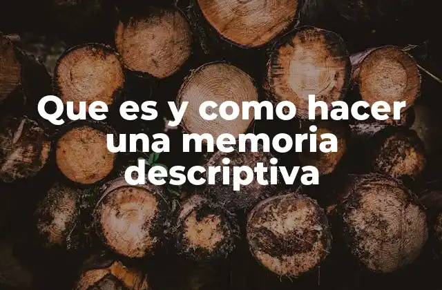 Que es y como Hacer una Memoria Descriptiva