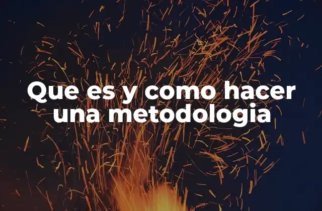 Que es y como Hacer una Metodologia