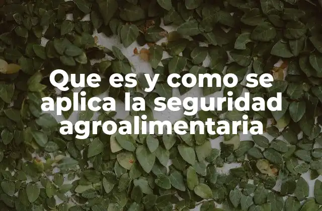 Que es y como Se Aplica la Seguridad Agroalimentaria
