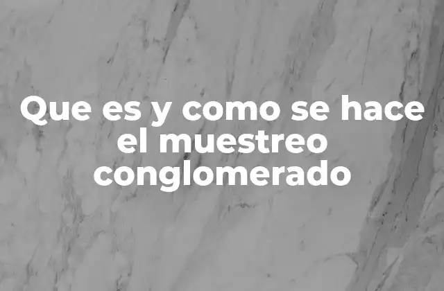 Que es y como Se Hace el Muestreo Conglomerado