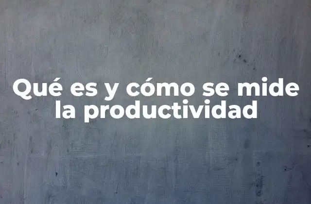 Qué es y Cómo Se Mide la Productividad