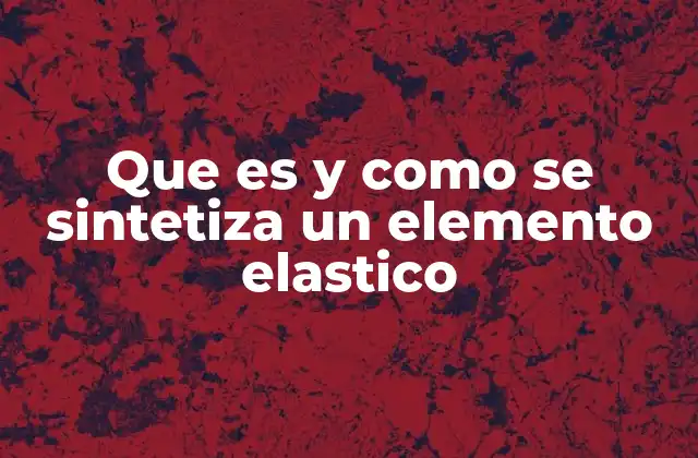 Que es y como Se Sintetiza un Elemento Elastico
