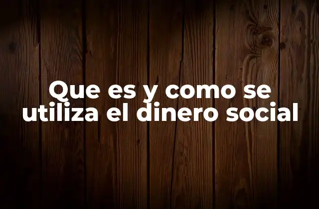 Que es y como Se Utiliza el Dinero Social