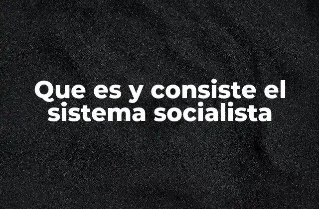 Que es y Consiste el Sistema Socialista