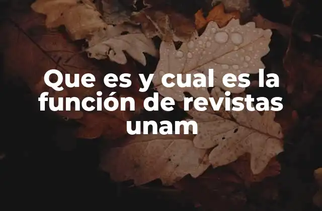Que es y Cual es la Función de Revistas Unam