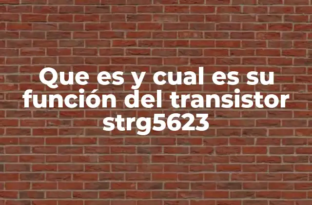 Que es y Cual es Su Función Del Transistor Strg5623