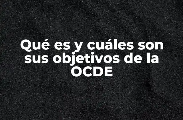 Qué es y Cuáles Son Sus Objetivos de la Ocde