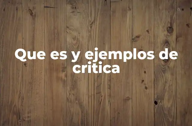 Que es y Ejemplos de Critica